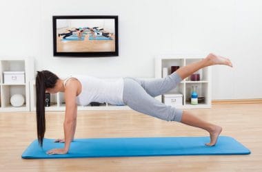 Woman practicing Yoga online