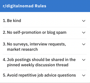 Digital Nomad channel rules