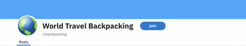 Backpacking Reddit channel