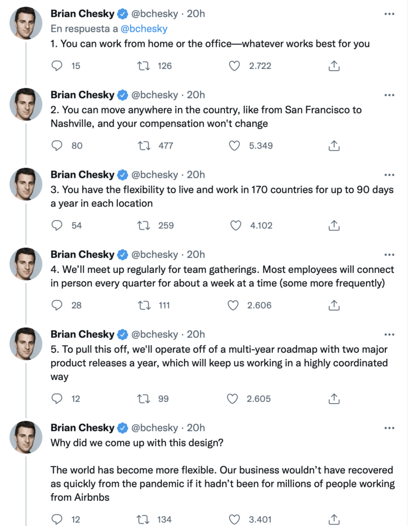 Brian Chesky twitter thread