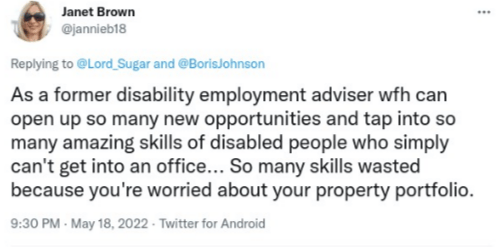 Boris Johnson and remote work tweet