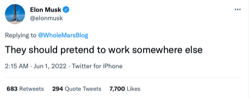 Elon Musk tweet about remote work