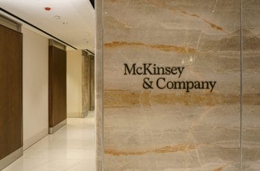 Mckinsey and Company logo at the entrance of Istanbul office