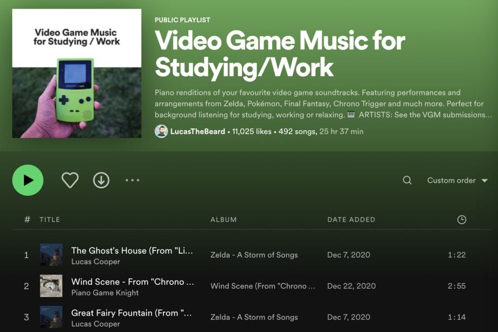 Video game music for studying/work