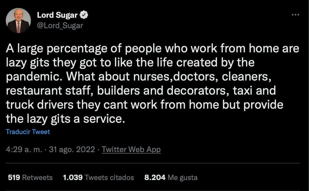 Alan Sugar tweet