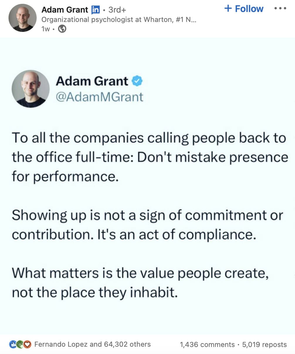 Adam Grant tweet