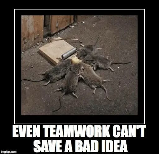 Teamwork meme bad idea