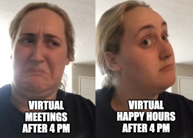 Virtual happy hour meme